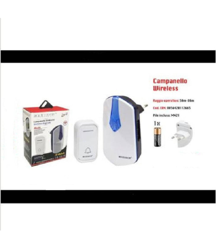 Campanello Wireless Con Spina Wifi Raggio 80m A Led Senza Fili Maxtech Camp-01         
