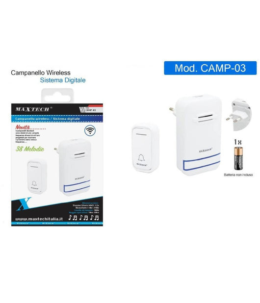 Campanello Wireless Senza Fili Spina Incorporata Wifi Indicatore Led Camp-03 Maxtech         