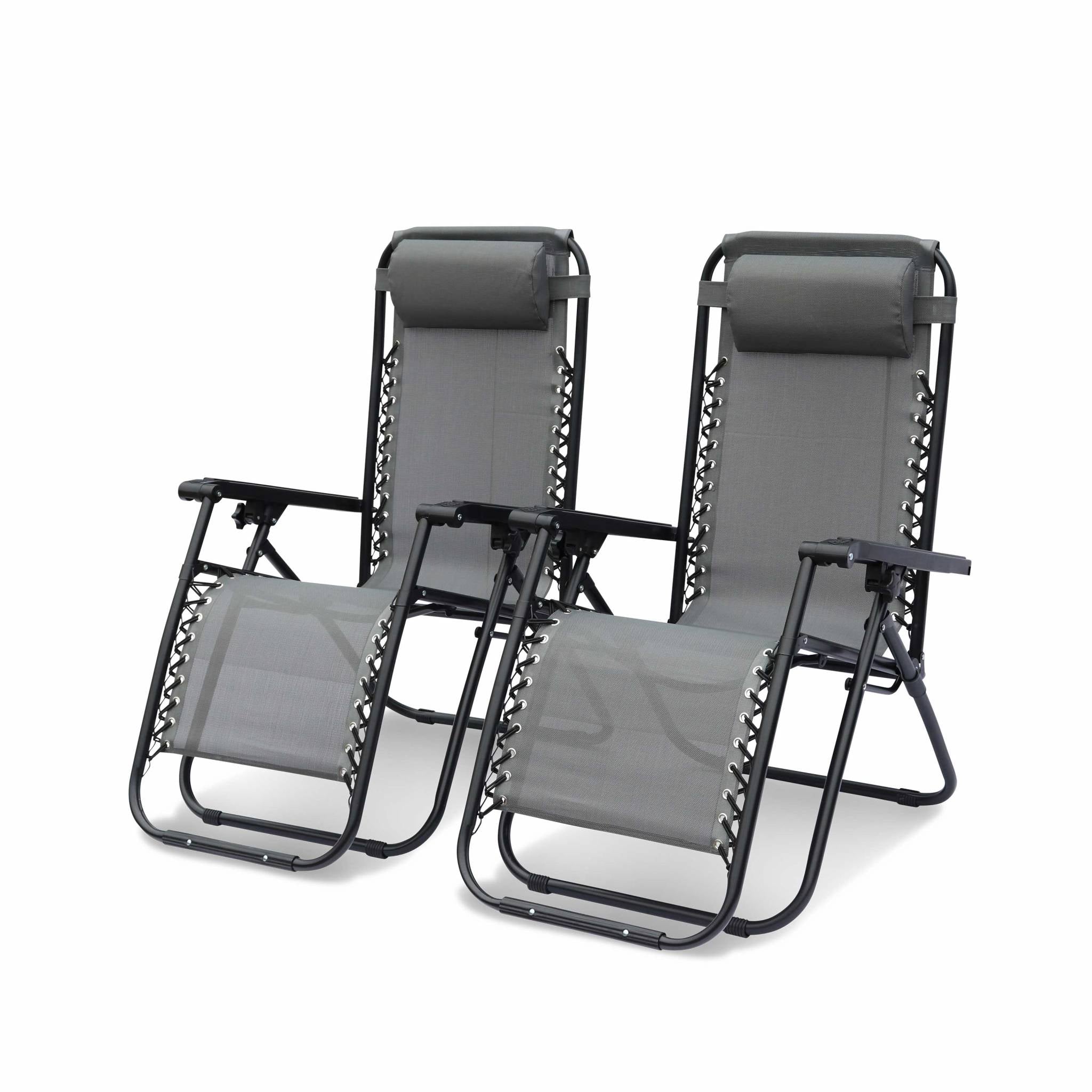 Sdraio gravità zero pieghevole con poggiatesta, grigio