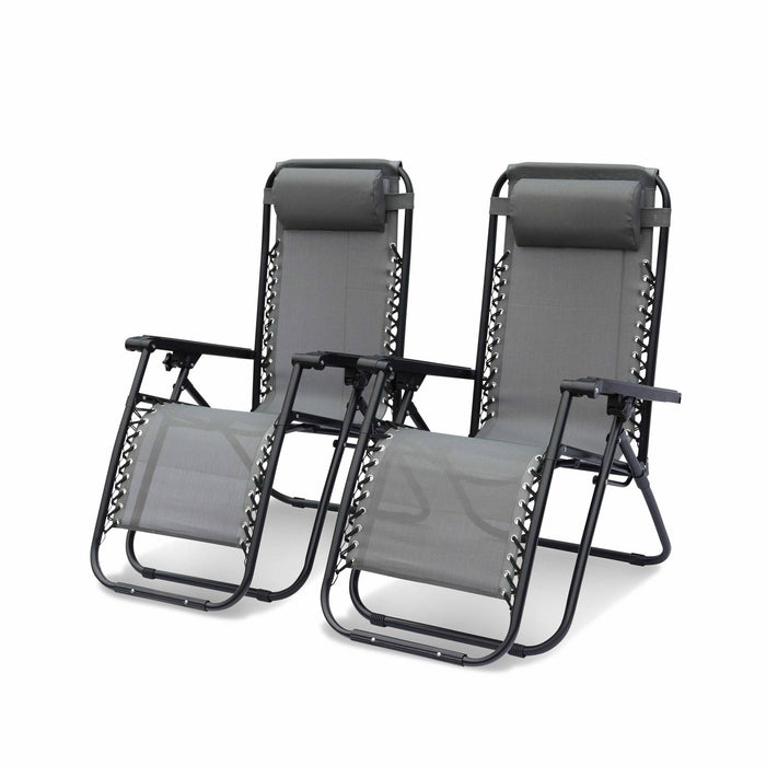 Sdraio gravità zero pieghevole con poggiatesta, grigio