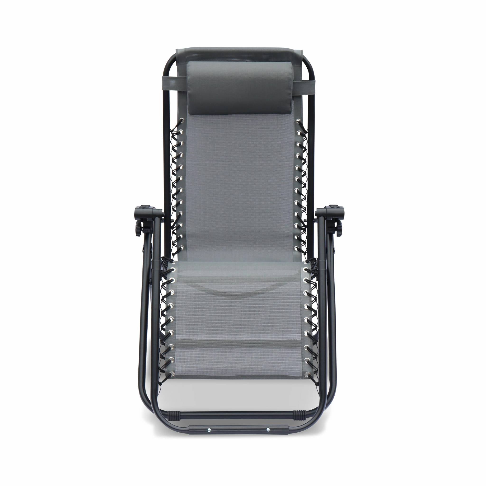 Sdraio gravità zero pieghevole con poggiatesta, grigio