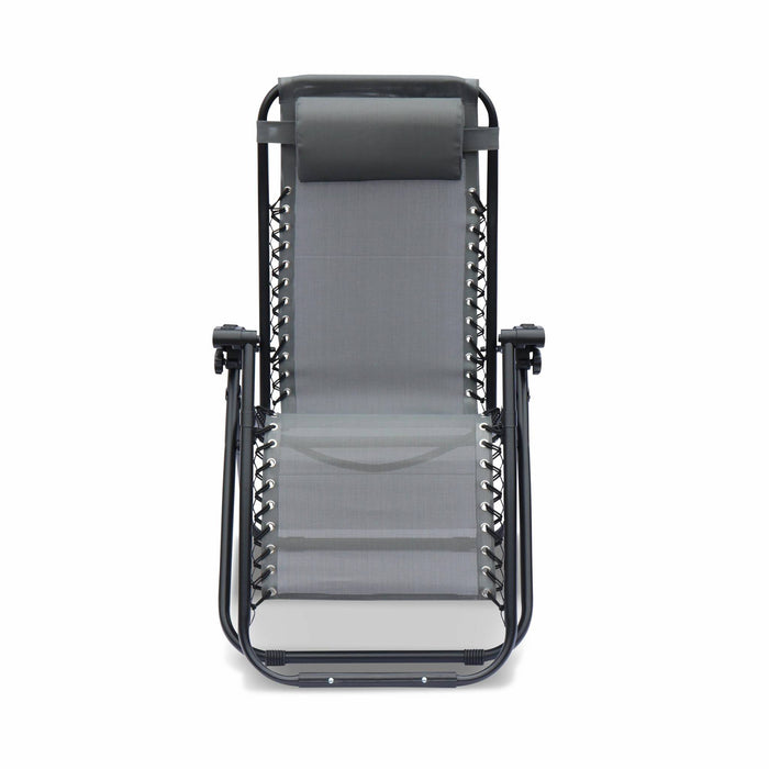 Sdraio gravità zero pieghevole con poggiatesta, grigio