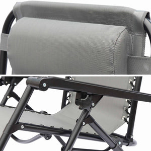 Sdraio gravità zero pieghevole con poggiatesta, grigio