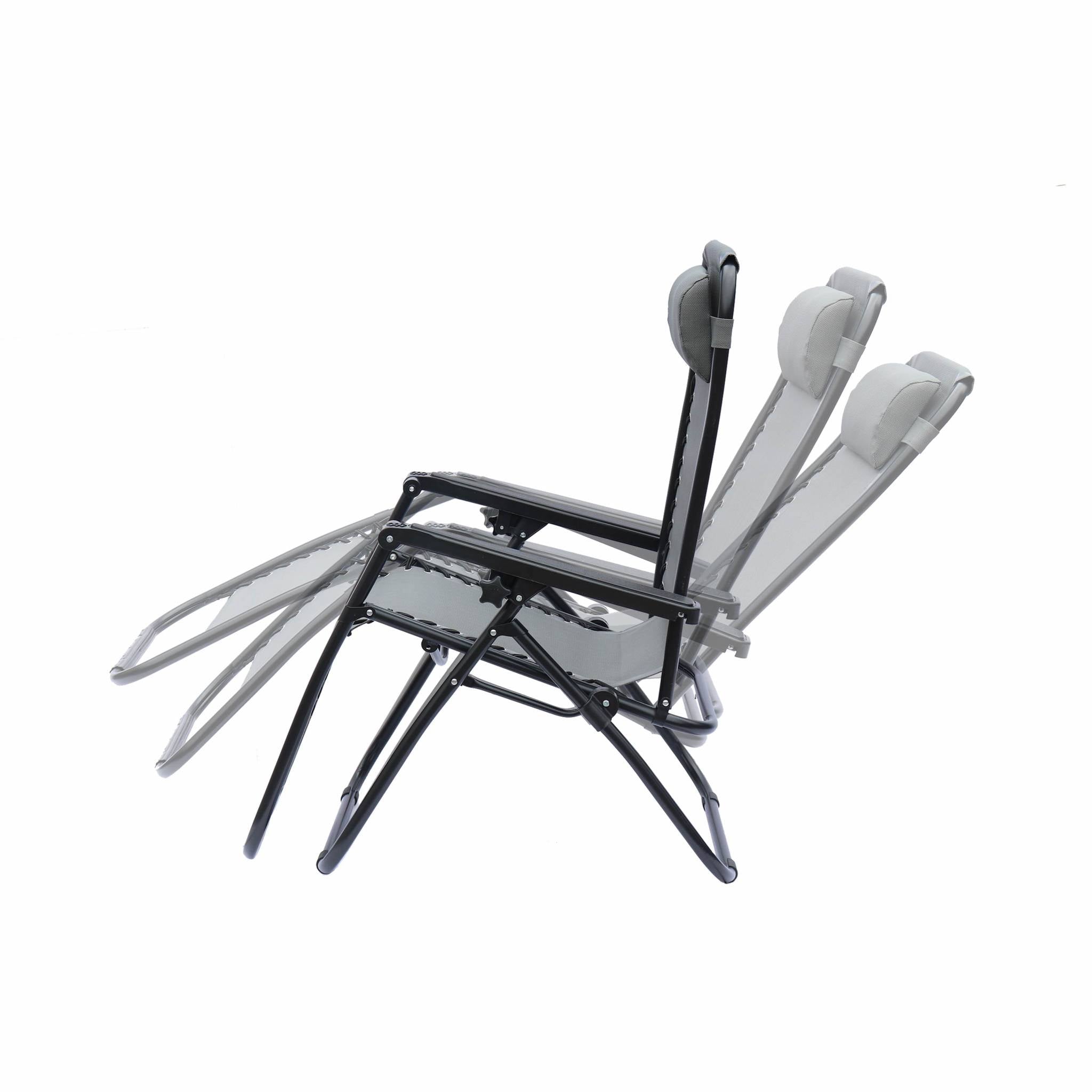 Sdraio gravità zero pieghevole con poggiatesta, grigio