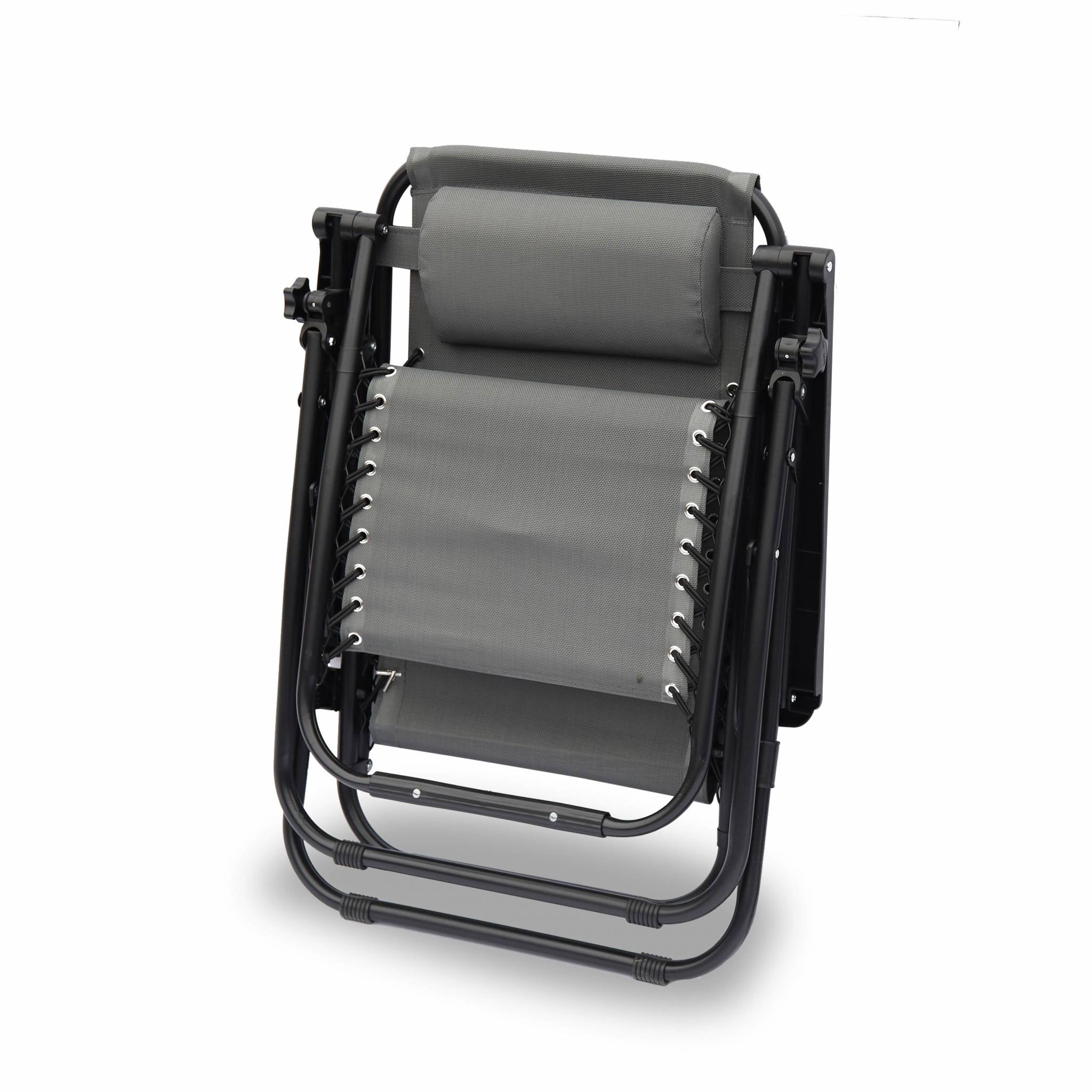 Sdraio gravità zero pieghevole con poggiatesta, grigio