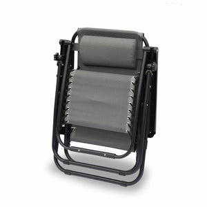 Sdraio gravità zero pieghevole con poggiatesta, grigio