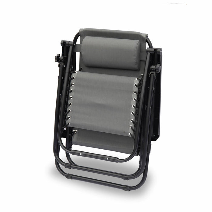 Sdraio gravità zero pieghevole con poggiatesta, grigio