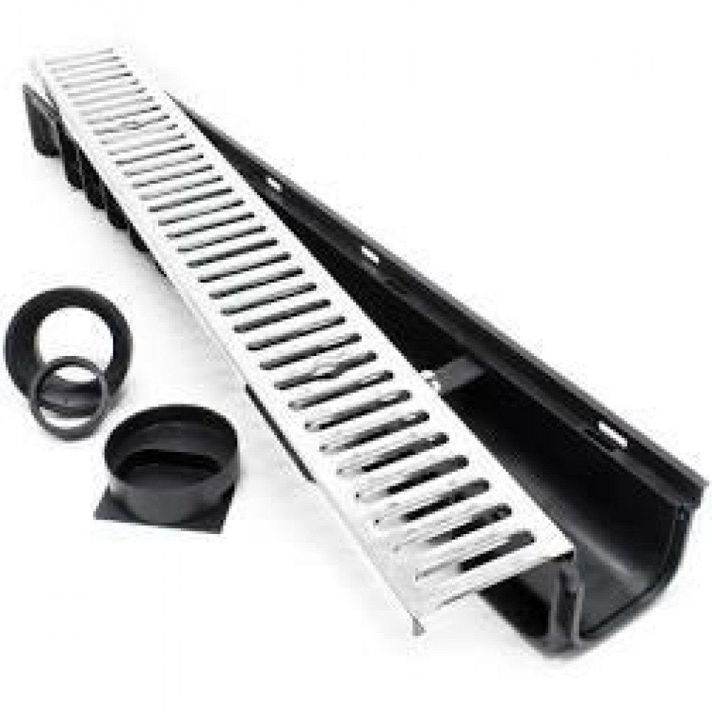 Canaletta Pp Nera 13X100 H.15 Con Griglia Stampata Zincata B08X9