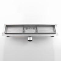 Canalina di scarico bagno con griglia con linee, misura 40