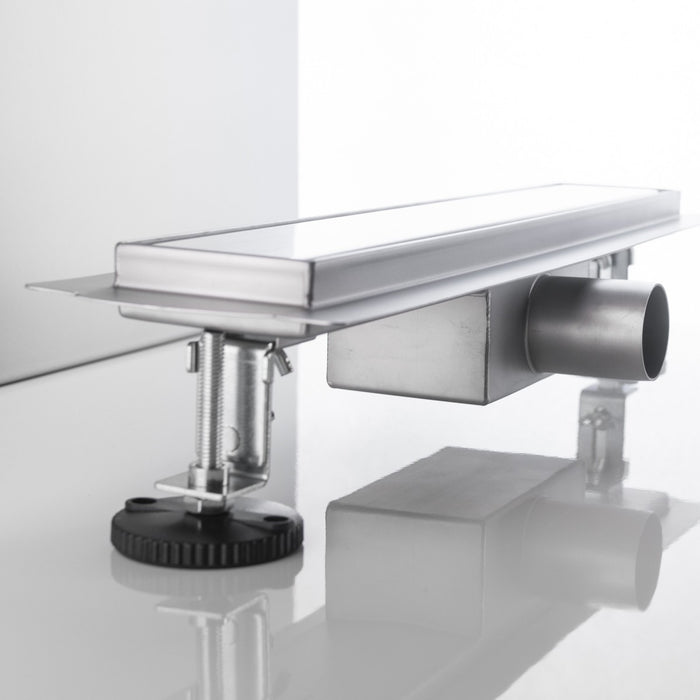 Canalina di scarico bagno con griglia con linee, misura 40