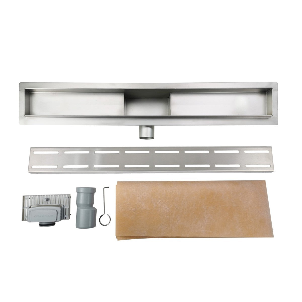 Canalina di scarico bagno con griglia con linee, misura 40