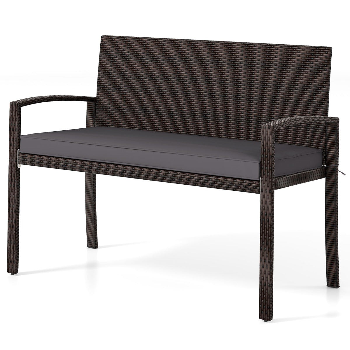 Divano da esterno 56 x 110 x 84 cm ideale per 2 persone con morbidi cuscini design moderno in rattan PE misto marrone 20_0011007