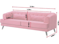 Divano in velluto "Gloria" - 216 x 86 x 76 cm - 3 posti - Rosso