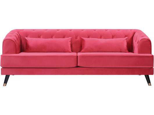 Divano in velluto "Gloria" - 216 x 86 x 76 cm - 3 posti - Rosso