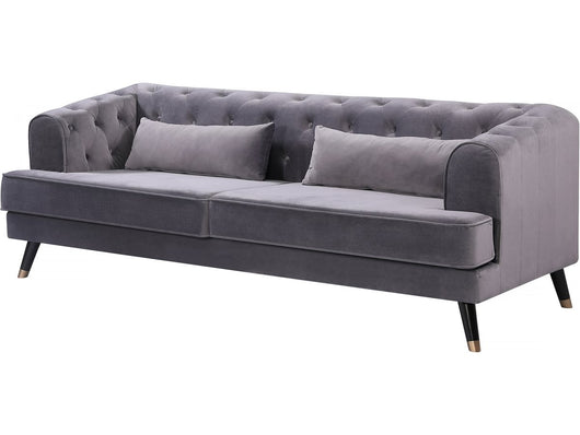 Divano in velluto "Gloria" - 216 x 86 x 76 cm - 3 posti - Grigio