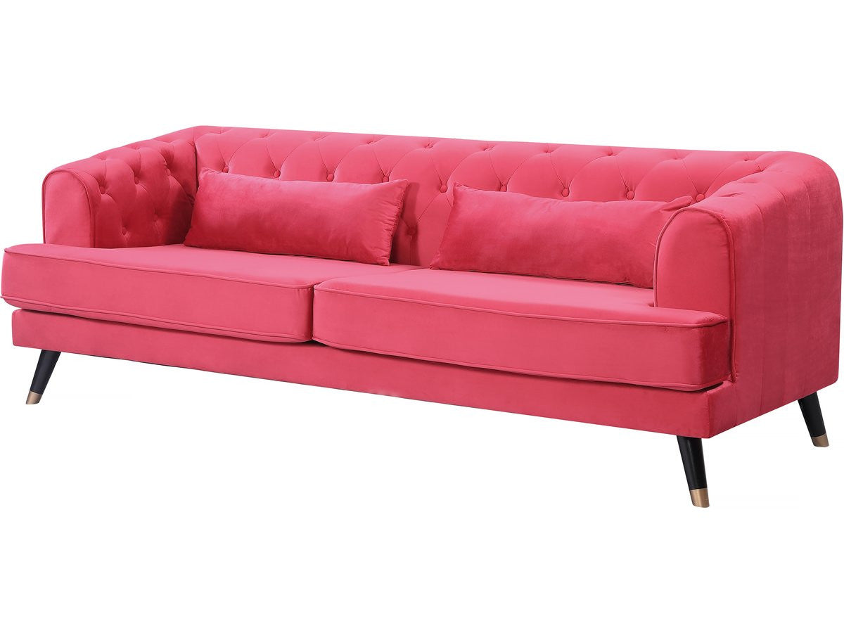 Divano in velluto "Gloria" - 216 x 86 x 76 cm - 3 posti - Rosso