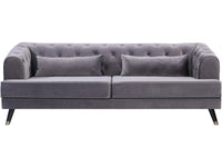 Divano in velluto "Gloria" - 216 x 86 x 76 cm - 3 posti - Grigio