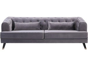 Divano in velluto "Gloria" - 216 x 86 x 76 cm - 3 posti - Grigio