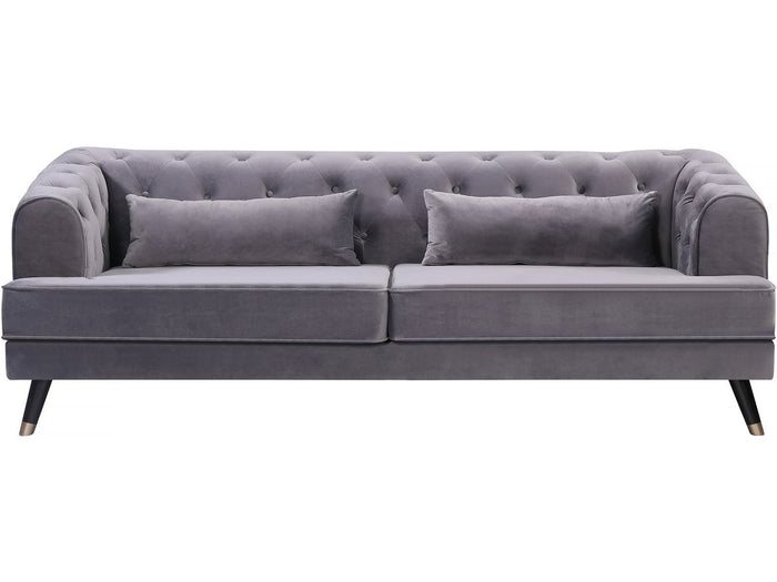 Divano in velluto "Gloria" - 216 x 86 x 76 cm - 3 posti - Grigio
