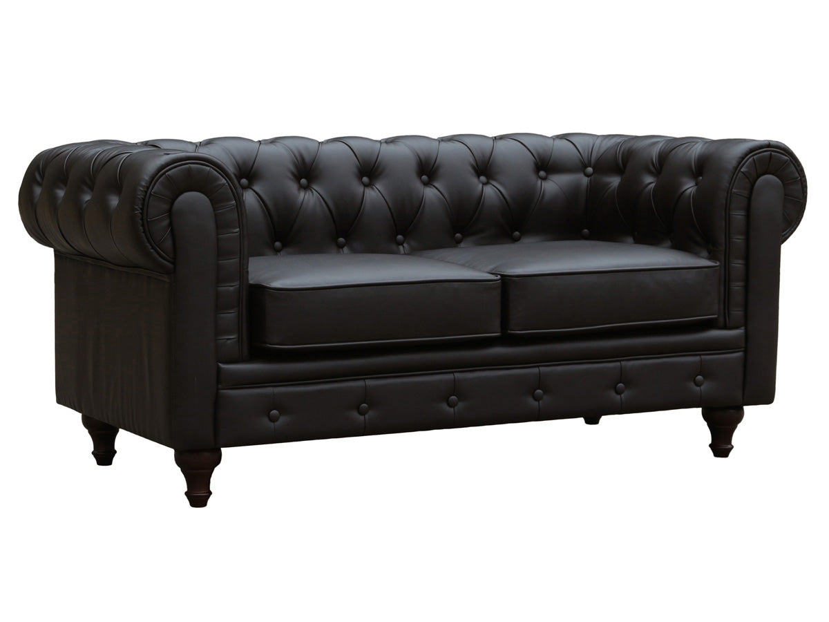 Divano fisso Chesterfield "Aliza" - 157 x 82 x 70 cm - 2 posti a sedere - Marrone