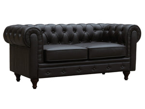 Divano fisso Chesterfield "Aliza" - 157 x 82 x 70 cm - 2 posti a sedere - Marrone