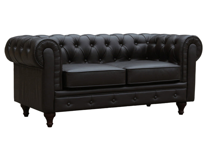 Divano fisso Chesterfield "Aliza" - 157 x 82 x 70 cm - 2 posti a sedere - Marrone
