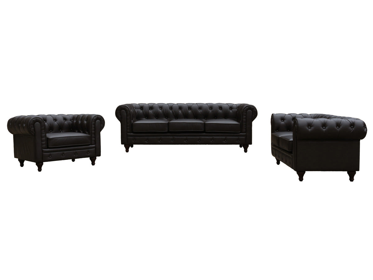 Divano fisso Chesterfield "Aliza" - 157 x 82 x 70 cm - 2 posti a sedere - Marrone