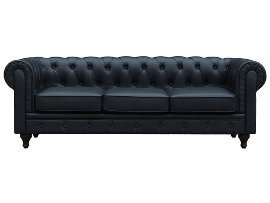Divano fisso Chesterfield "Aliza" - 208 x 82 x 70 cm  3 posti - Nero