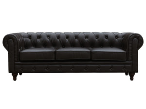 Divano fisso Chesterfield "Aliza"  - 204 x 80 x 58 cm - 3 posti- Marrone