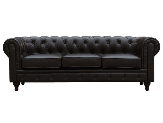 Divano fisso Chesterfield "Aliza"  - 204 x 80 x 58 cm - 3 posti- Marrone