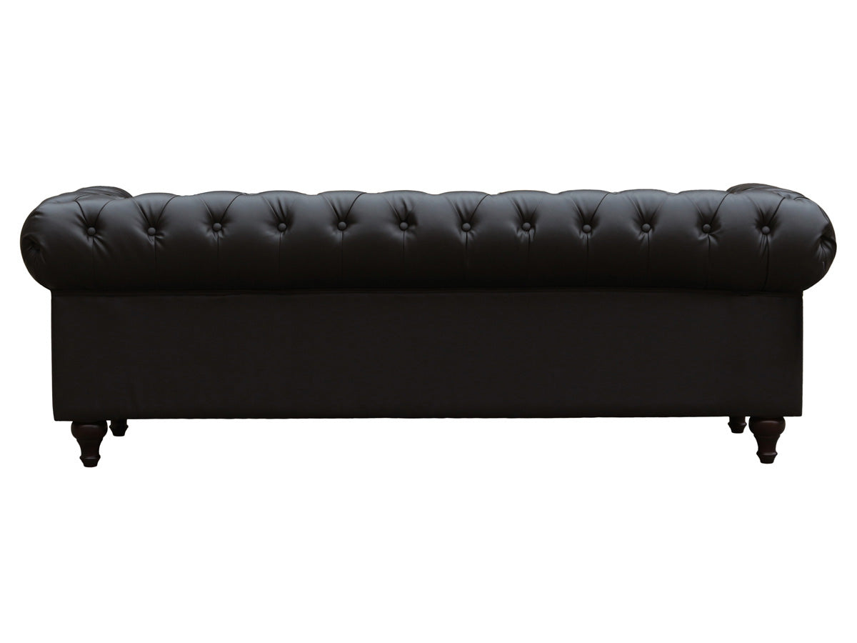 Divano fisso Chesterfield "Aliza"  - 204 x 80 x 58 cm - 3 posti- Marrone
