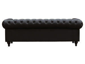 Divano fisso Chesterfield "Aliza"  - 204 x 80 x 58 cm - 3 posti- Marrone