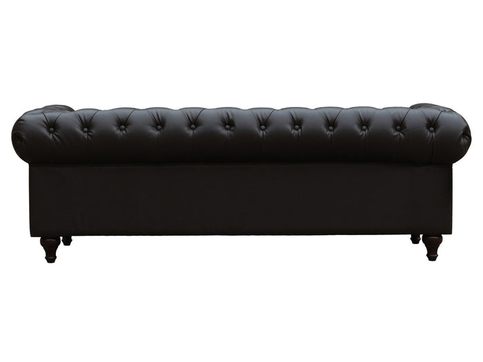 Divano fisso Chesterfield "Aliza"  - 204 x 80 x 58 cm - 3 posti- Marrone
