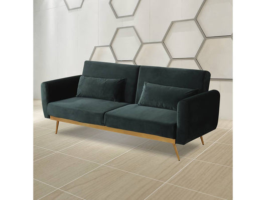 Divano letto in velluto "Donia" - 203 x 81 x 83 cm - 3 posti - Verde scuro