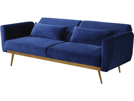 Divano letto in velluto "Donia" - 203 x 81 x 83 cm - 3 posti - Blu scuro