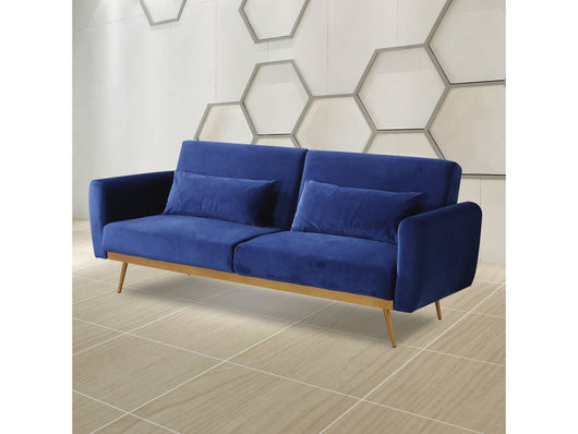 Divano letto in velluto "Donia" - 203 x 81 x 83 cm - 3 posti - Blu scuro