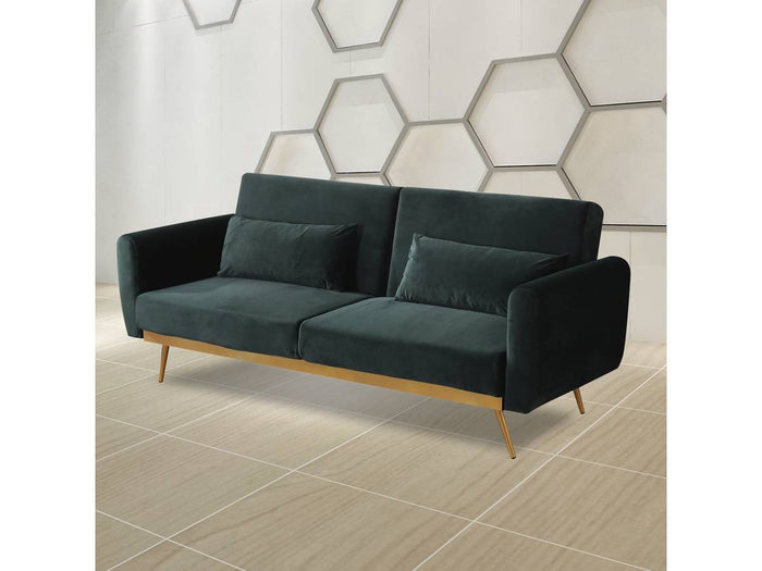 Divano letto in velluto "Donia" - 203 x 81 x 83 cm - 3 posti - Verde scuro
