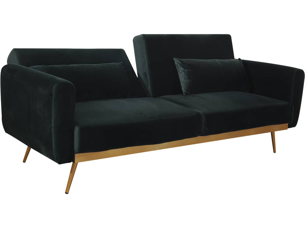 Divano letto in velluto "Donia" - 203 x 81 x 83 cm - 3 posti - Verde scuro