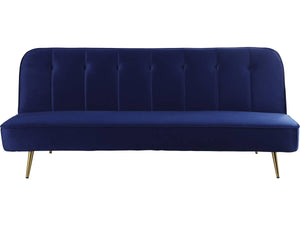 Divano letto in velluto  "James" - 180 x 83 x 75 cm - 3 posti a sedere - Blu scuro