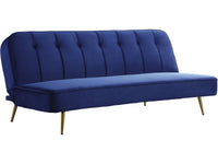 Divano letto in velluto  "James" - 180 x 83 x 75 cm - 3 posti a sedere - Blu scuro