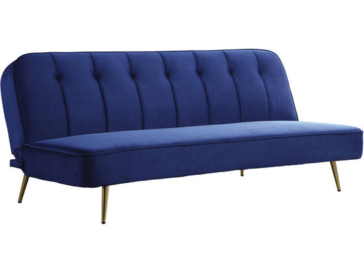 Divano letto in velluto  "James" - 180 x 83 x 75 cm - 3 posti a sedere - Blu scuro