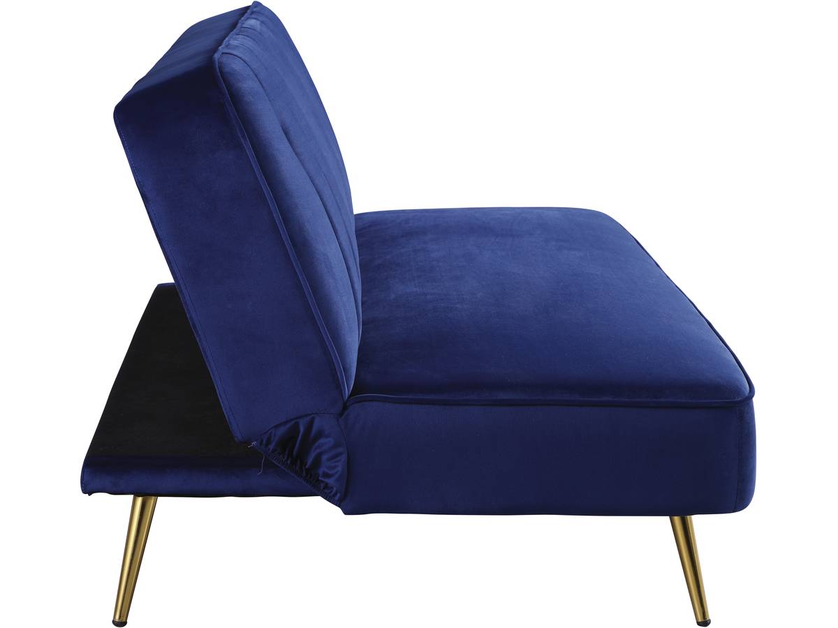 Divano letto in velluto  "James" - 180 x 83 x 75 cm - 3 posti a sedere - Blu scuro