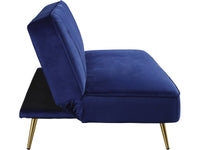 Divano letto in velluto  "James" - 180 x 83 x 75 cm - 3 posti a sedere - Blu scuro