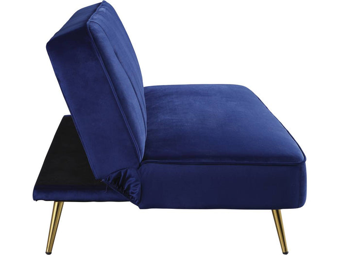 Divano letto in velluto  "James" - 180 x 83 x 75 cm - 3 posti a sedere - Blu scuro