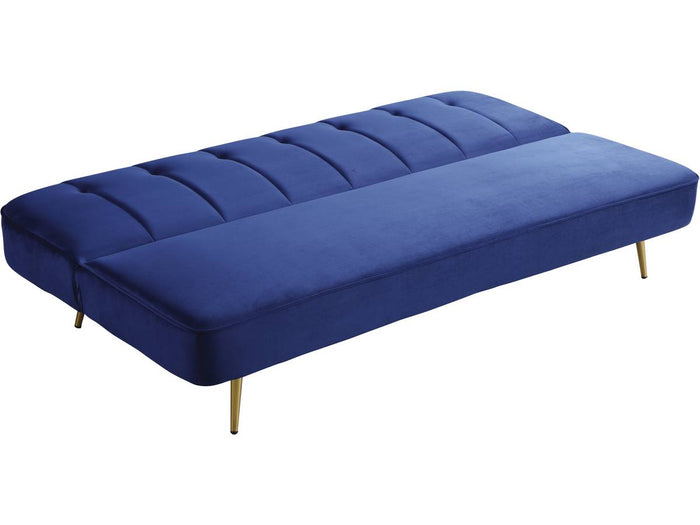 Divano letto in velluto  "James" - 180 x 83 x 75 cm - 3 posti a sedere - Blu scuro