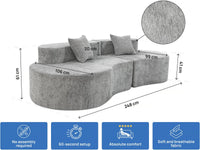 Divano a virgola in tessuto testurizzato "Avola" - 3 posti - Grigio