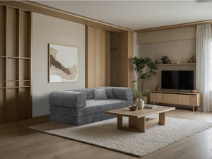 Divano letto dritto "Elior" in tessuto testurizzato - 3 posti - Grigio scuro