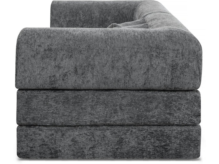 Divano letto dritto "Elior" in tessuto testurizzato - 3 posti - Grigio scuro