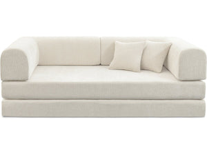 Divano letto dritto "Elior" in tessuto testurizzato - 3 posti - Beige