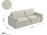 Divano convertibile "Diana" Express in tessuto - Zona notte 140 cm - 3 posti - Beige